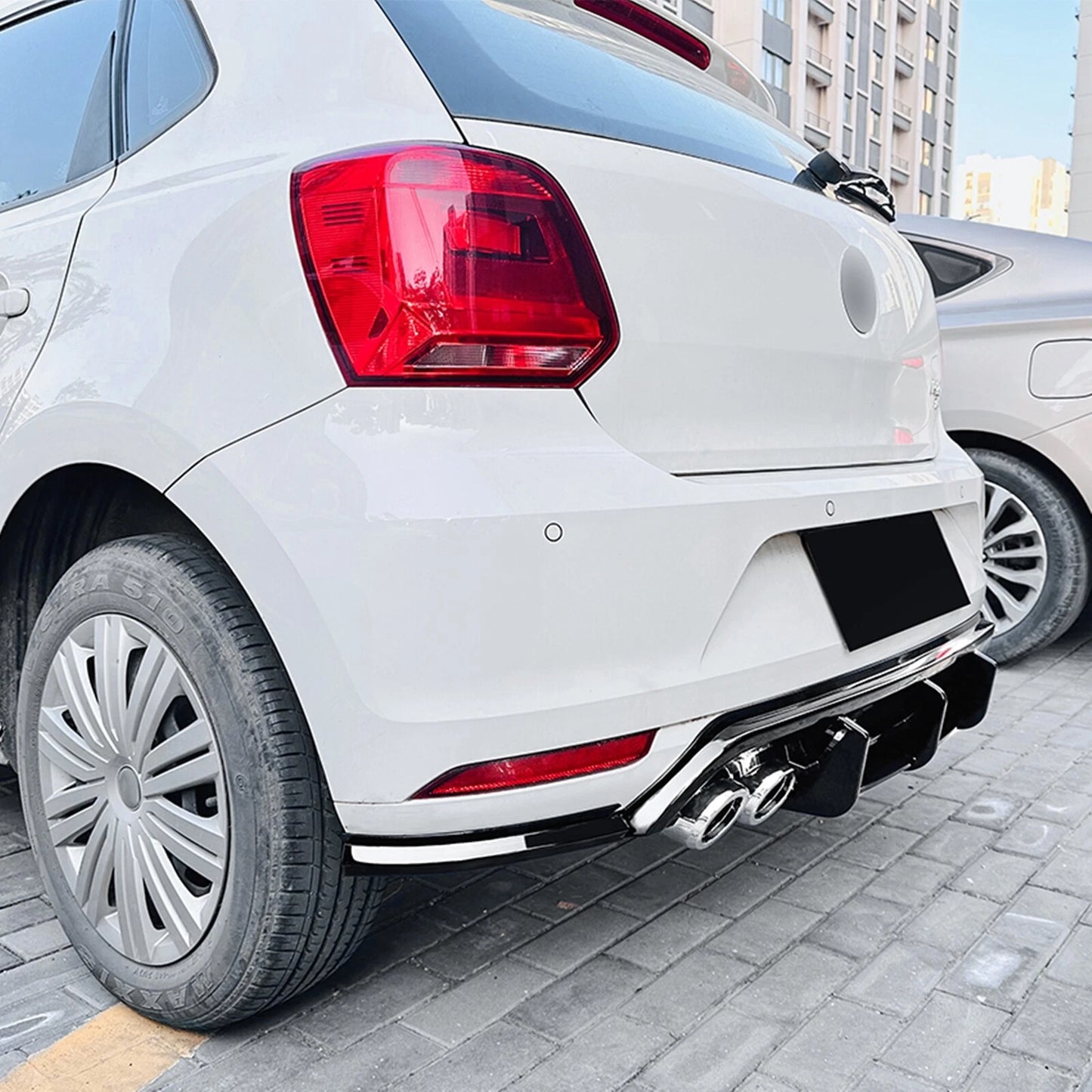 3 x Rear Bumper Diffuser Lip Covers for Volkswagen Polo MK5 (2009-2014)