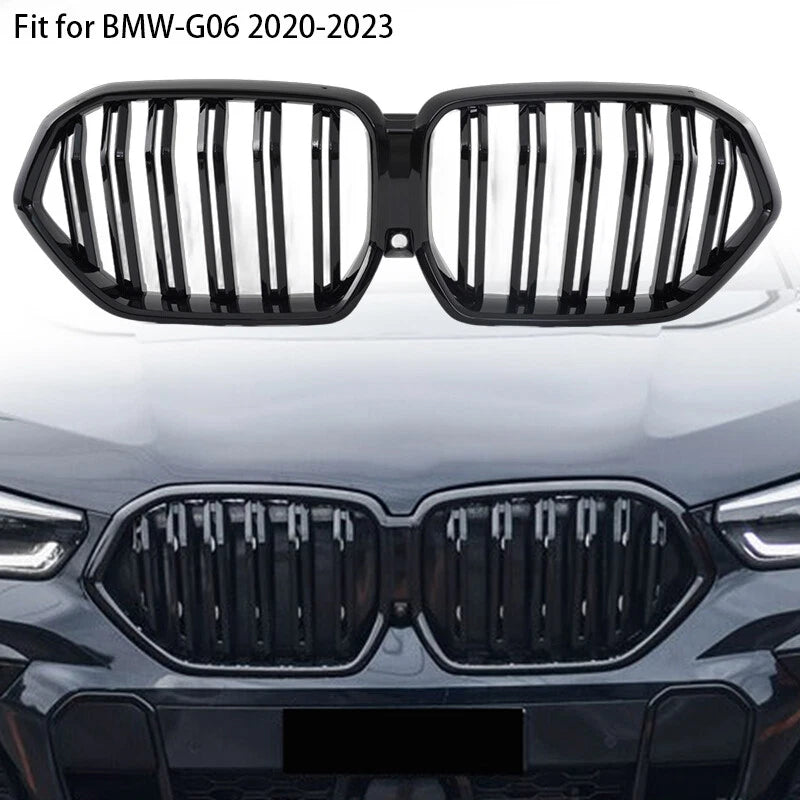 Gloss Black Dual Slat Front Kidney Grille for BMW X6 G06 X6M F96 (2020-2023)