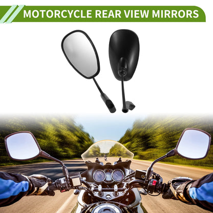 M8/M10 / 1set / Motorcycle Rear View Mirrors Oval Shape Black Aluminum Plastic