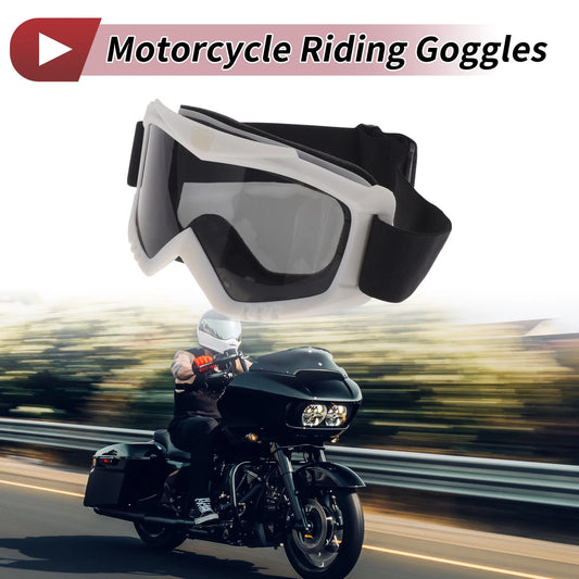 1 Pc Goggles Deep Gray Lens White Frame PC Cycling Sunglasses for Motorcycle