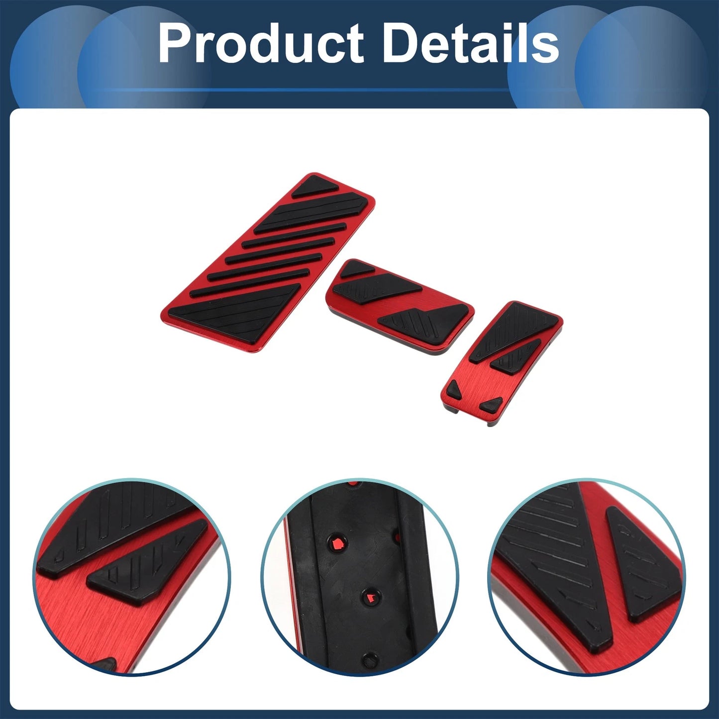 3 x Automatic Foot Accelerator Pedal Covers for Ford Ranger (2024) Red