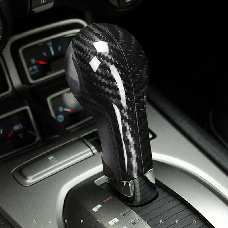 Real Carbon Fiber Gear Shift Head Cover Knob Cap Trim fit For Camaro 2010-2015