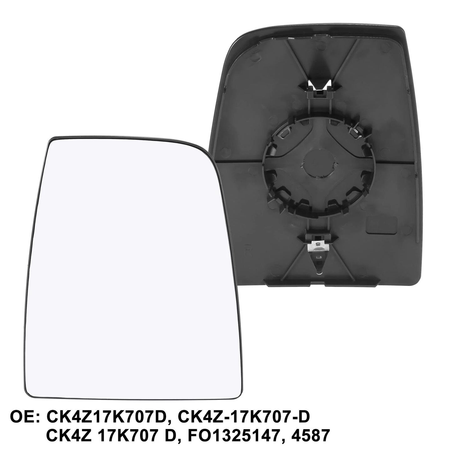 Right Passenger Side Mirror Glass with Backing Plate for Ford Transit (2015-2020)
