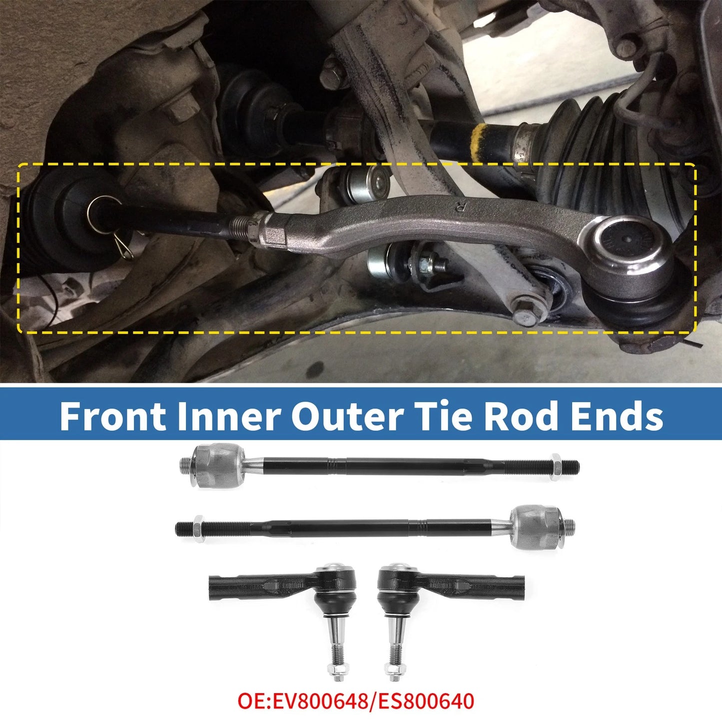 6 x Front Inner/Outer Tie Rod End Link for GMC Terrain