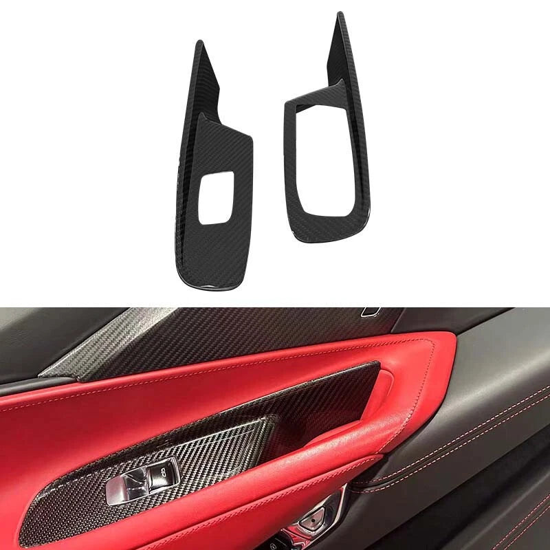 Dry Carbon Fiber Window Lift Switch Panel Cover Trim for Corvette C8 2020-2023