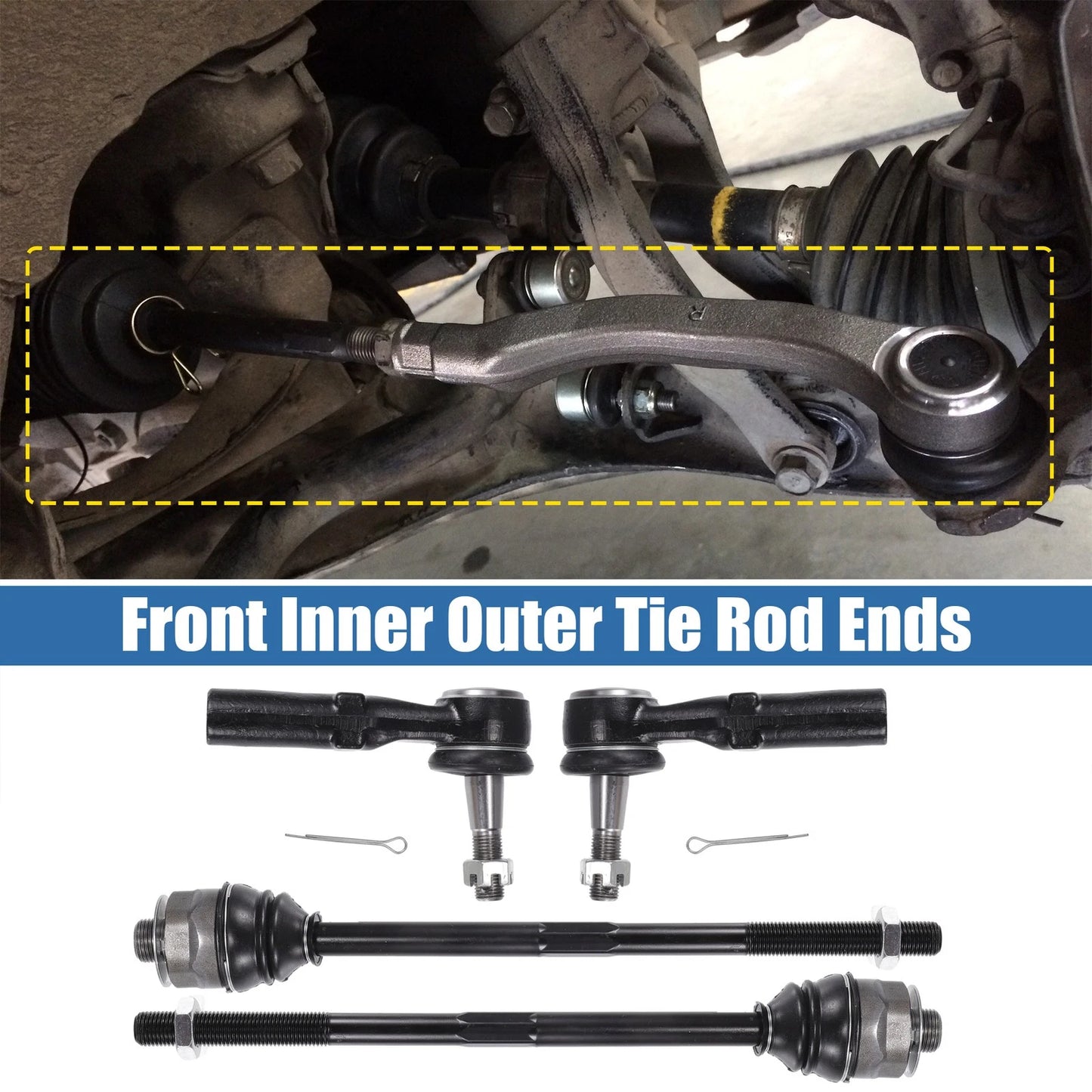 4pcs Front Inner Outer Tie Rod End Links Kit for Chevrolet Avalanche Drag Link