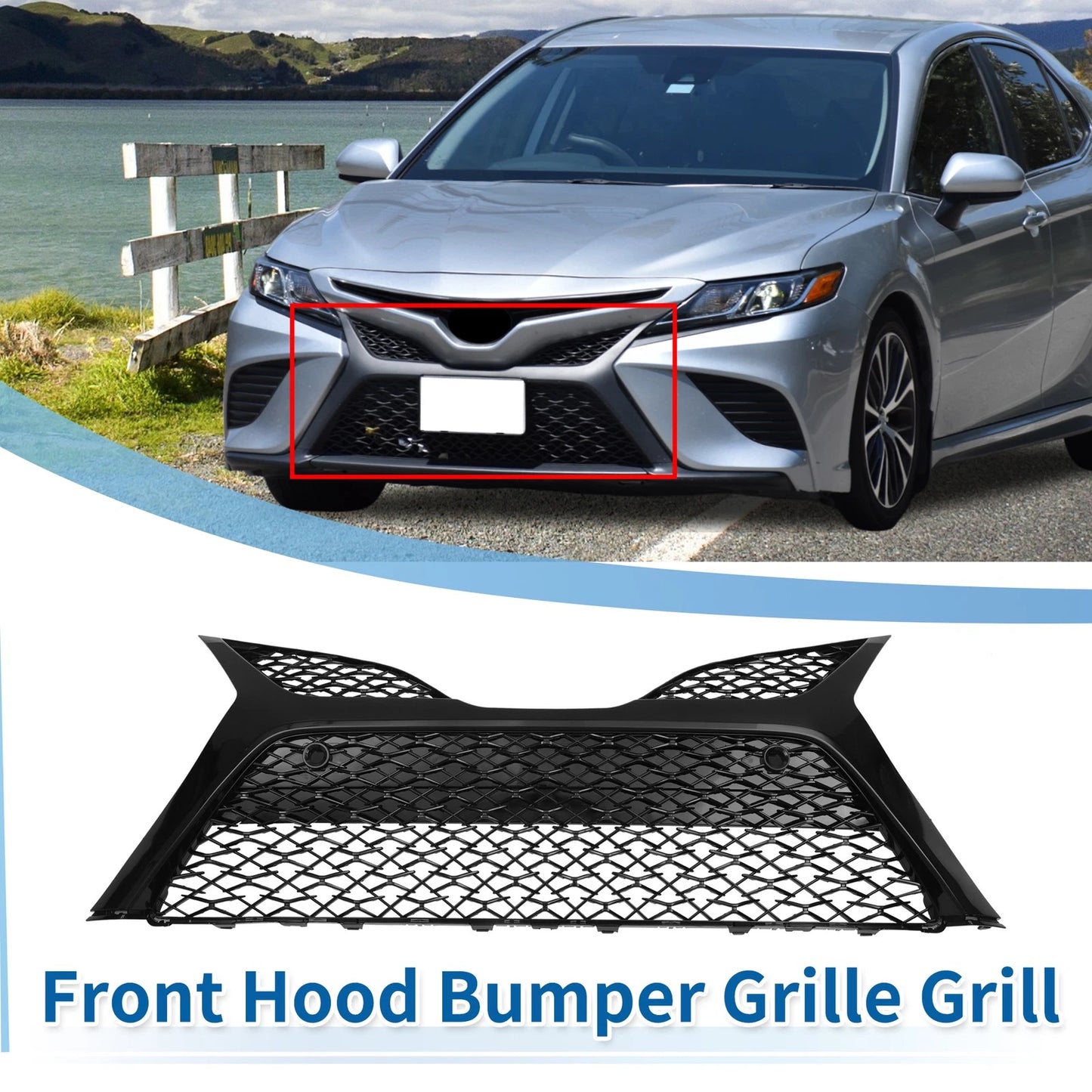 Front Lower Bumper Grille for Toyota Camry SE (2018-2020) Black