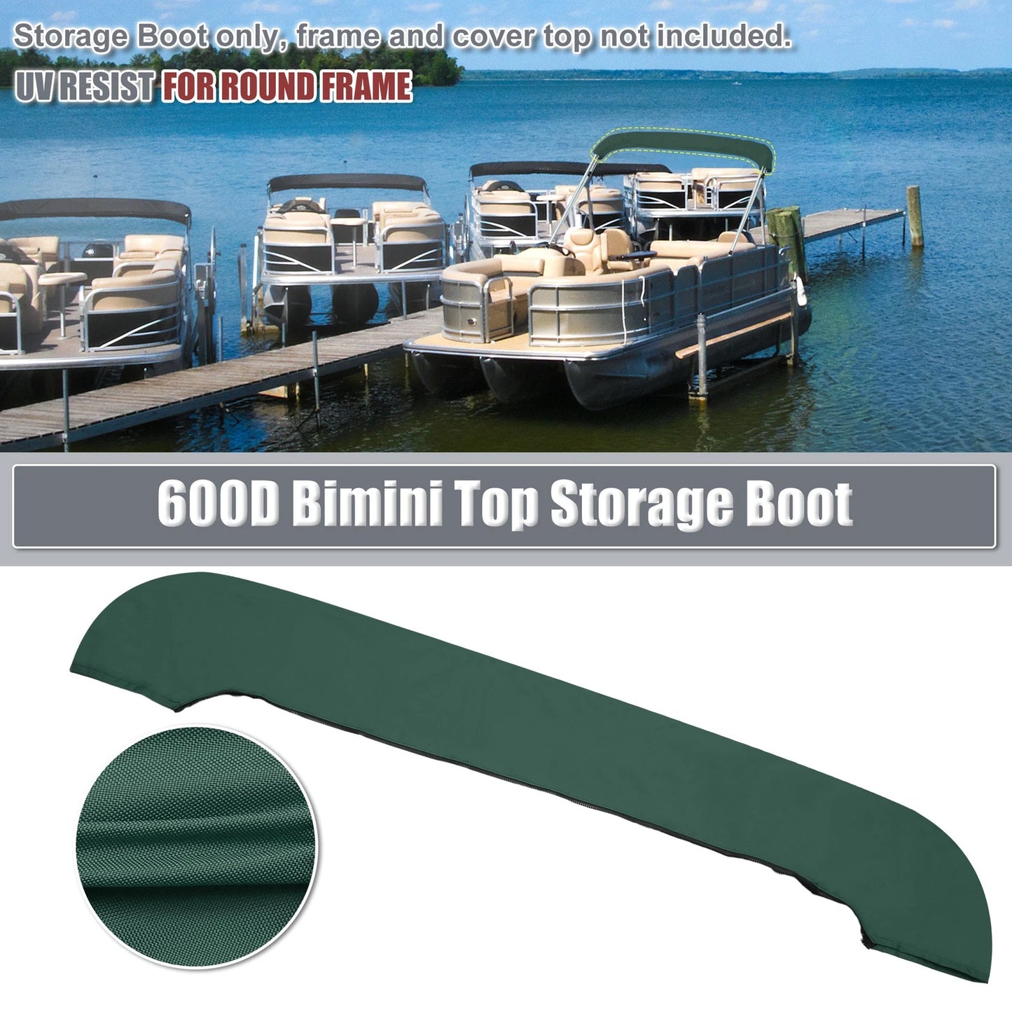 Boat Bimini Top Storage Boot Green 85-90 W 600D Sock