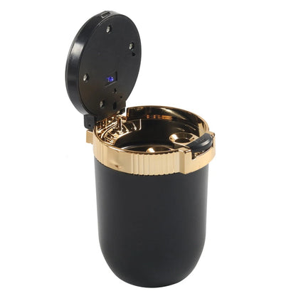 Portable Car Ashtray with Lid and Blue LED Light for Universal Use