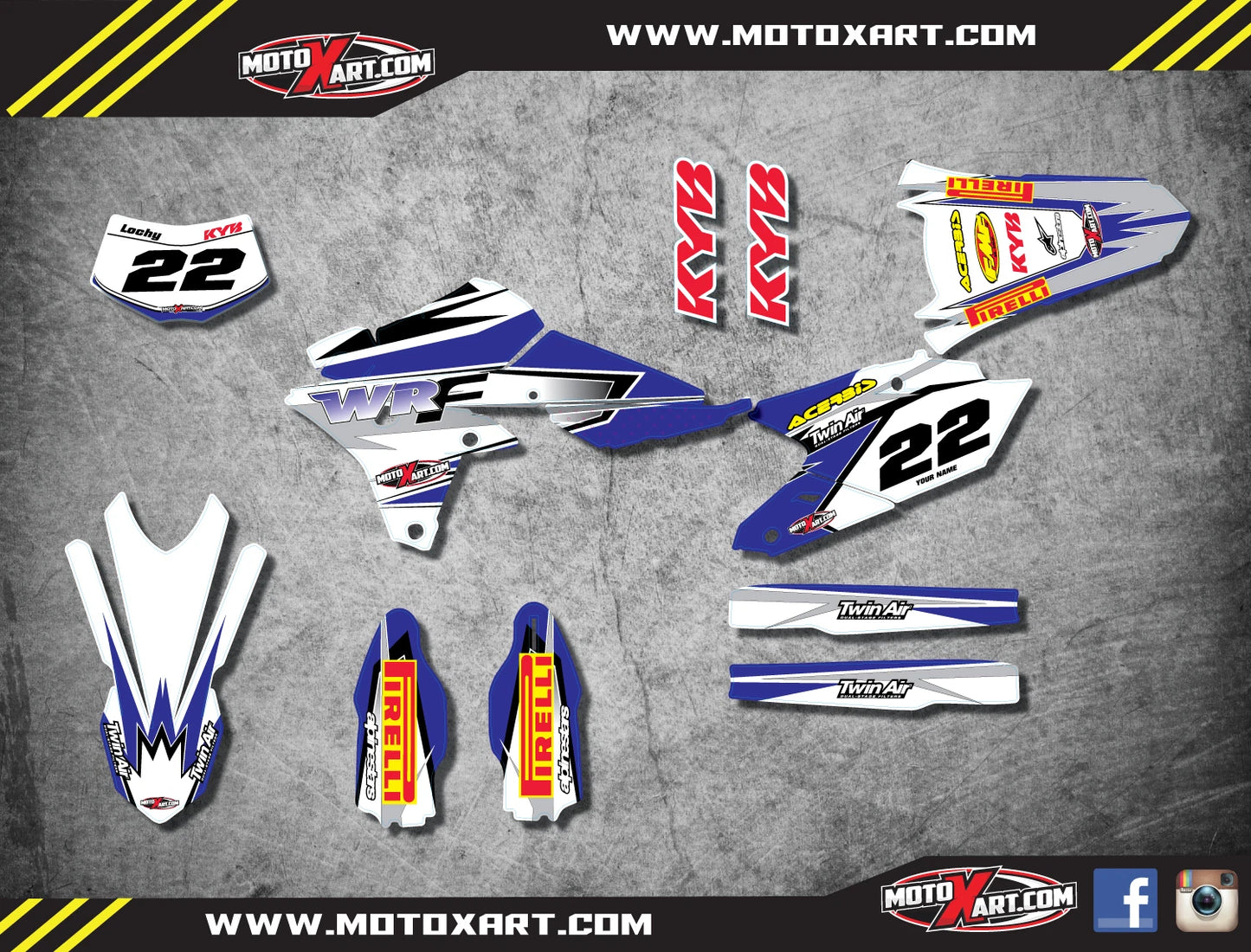 Custom Graphic Stickers for Yamaha WRF 450 (2016) - SHOCKWAVE Style Decals