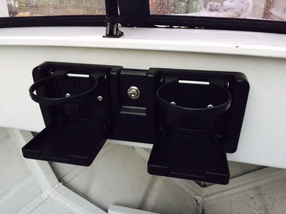 Boat Glove Box Marine Grade with Drink Holders for Boats - Black