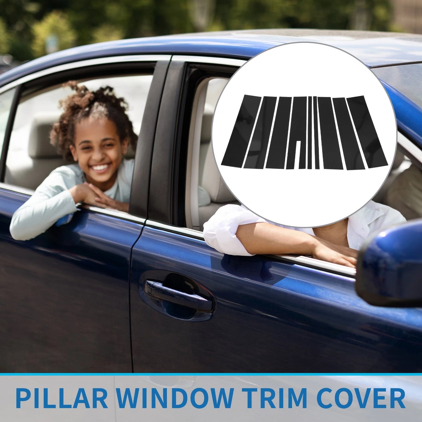 9 x Door Pillar Window Trim for Ford Flex (2009-2015) Black