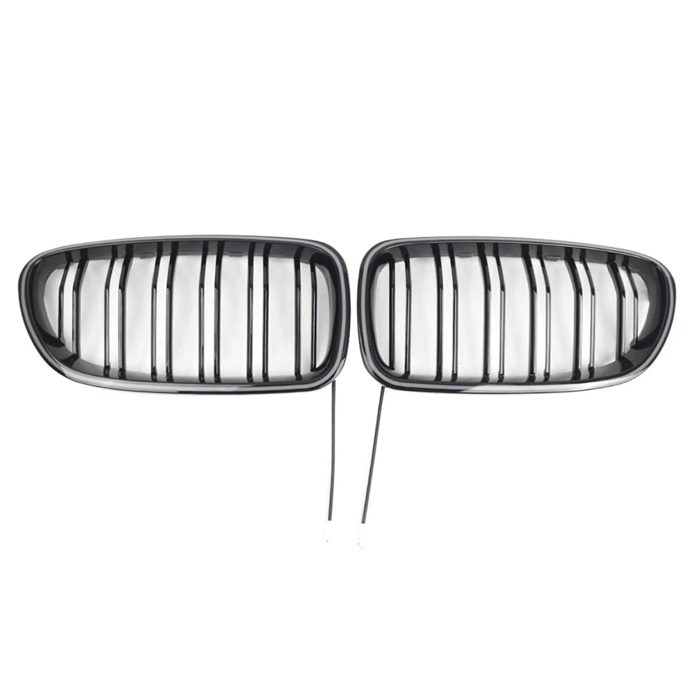 Glossy Black Front Kidney Grille with Light Strip for BMW 5-Series (2010-2016)