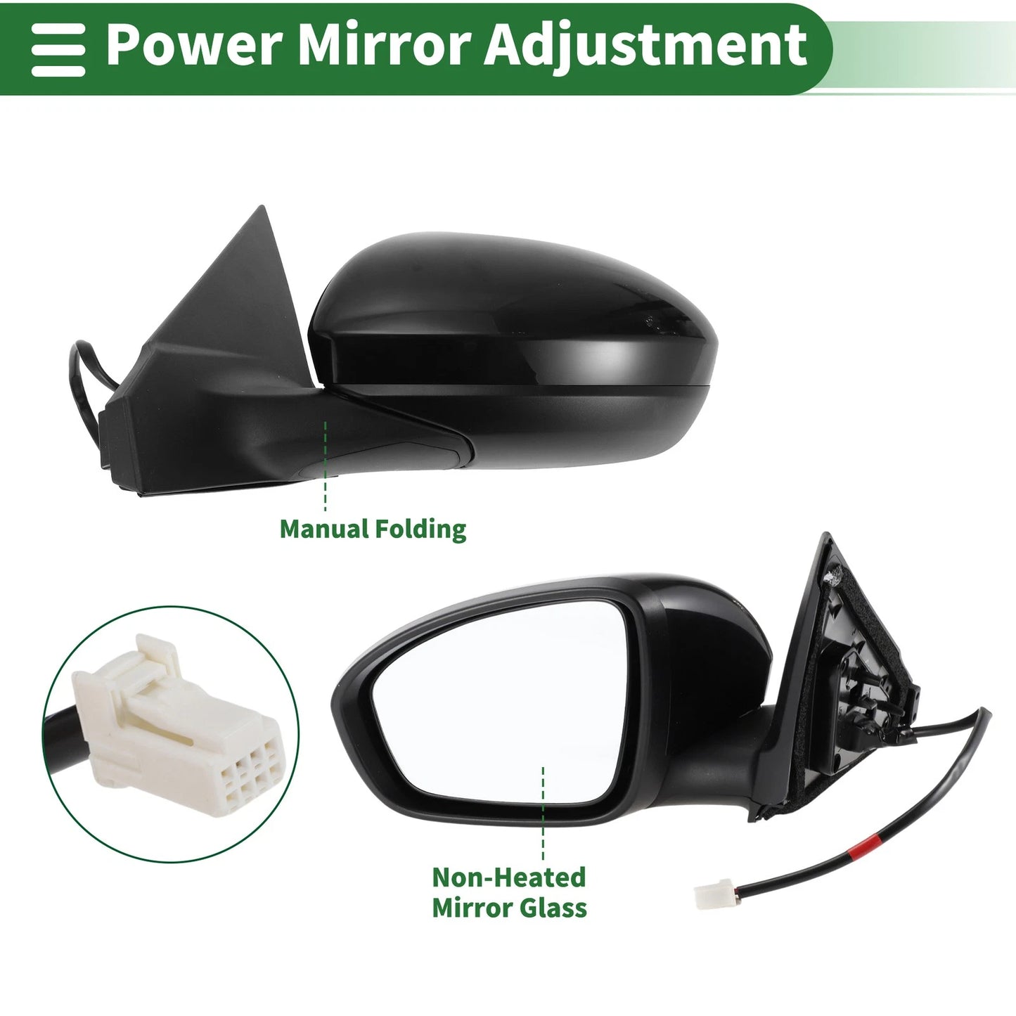 Left Side Door Mirror for Nissan Sentra 2020-2022 Manual Folding Black