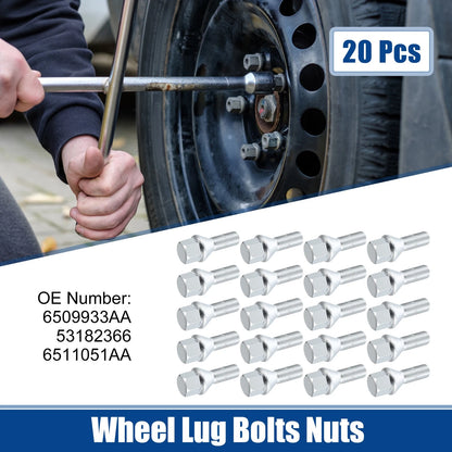 20 x M12x1.25 Wheel Lug Bolts Nuts for Jeep Compass (2018)