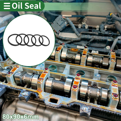 Oil Seal 5 Pcs Rotary Shaft Seal NBR Rubber 80x90x6mm