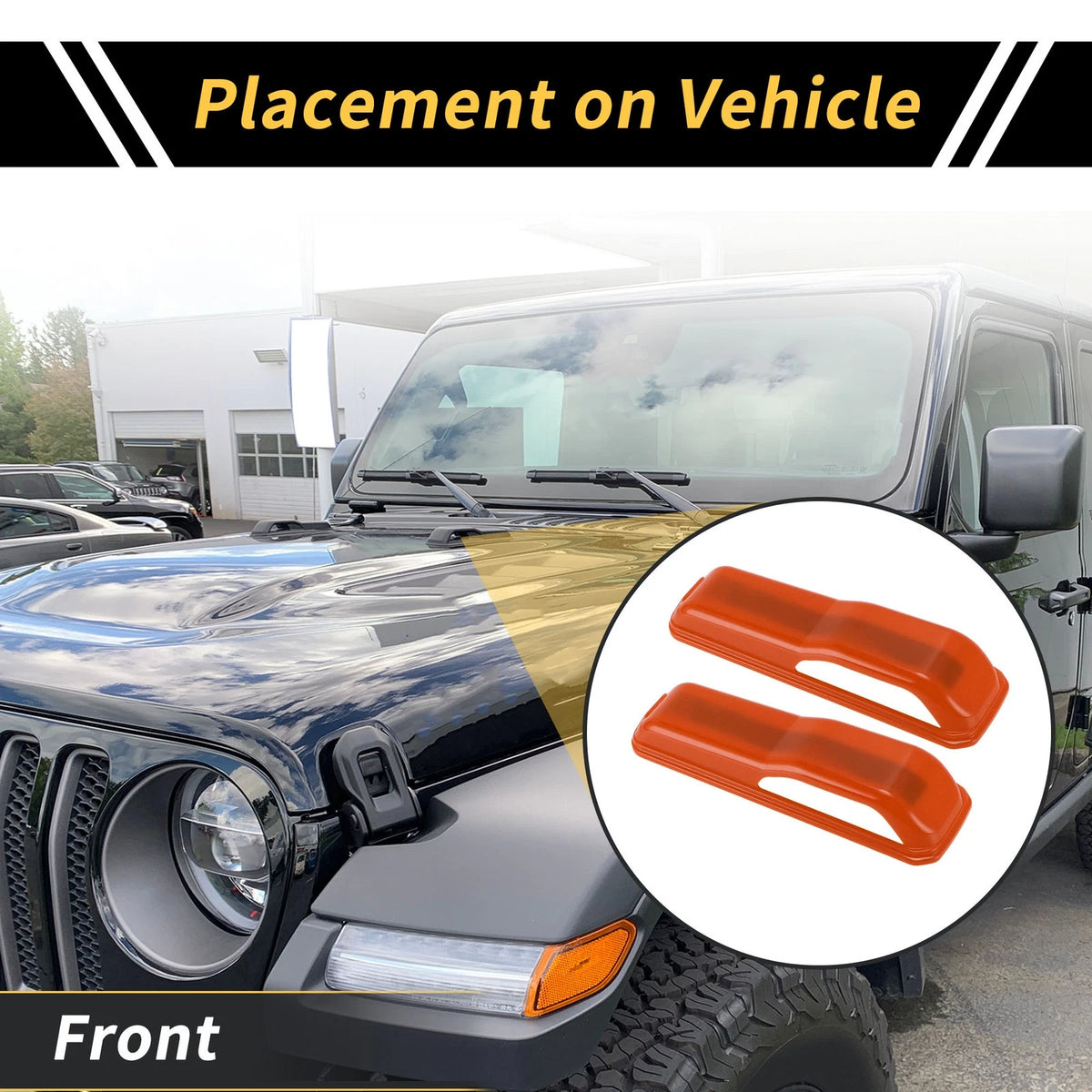 Engine Hood Hinge Cover for Jeep Wrangler JL JLU (2018-2023) - 1 Pair Orange