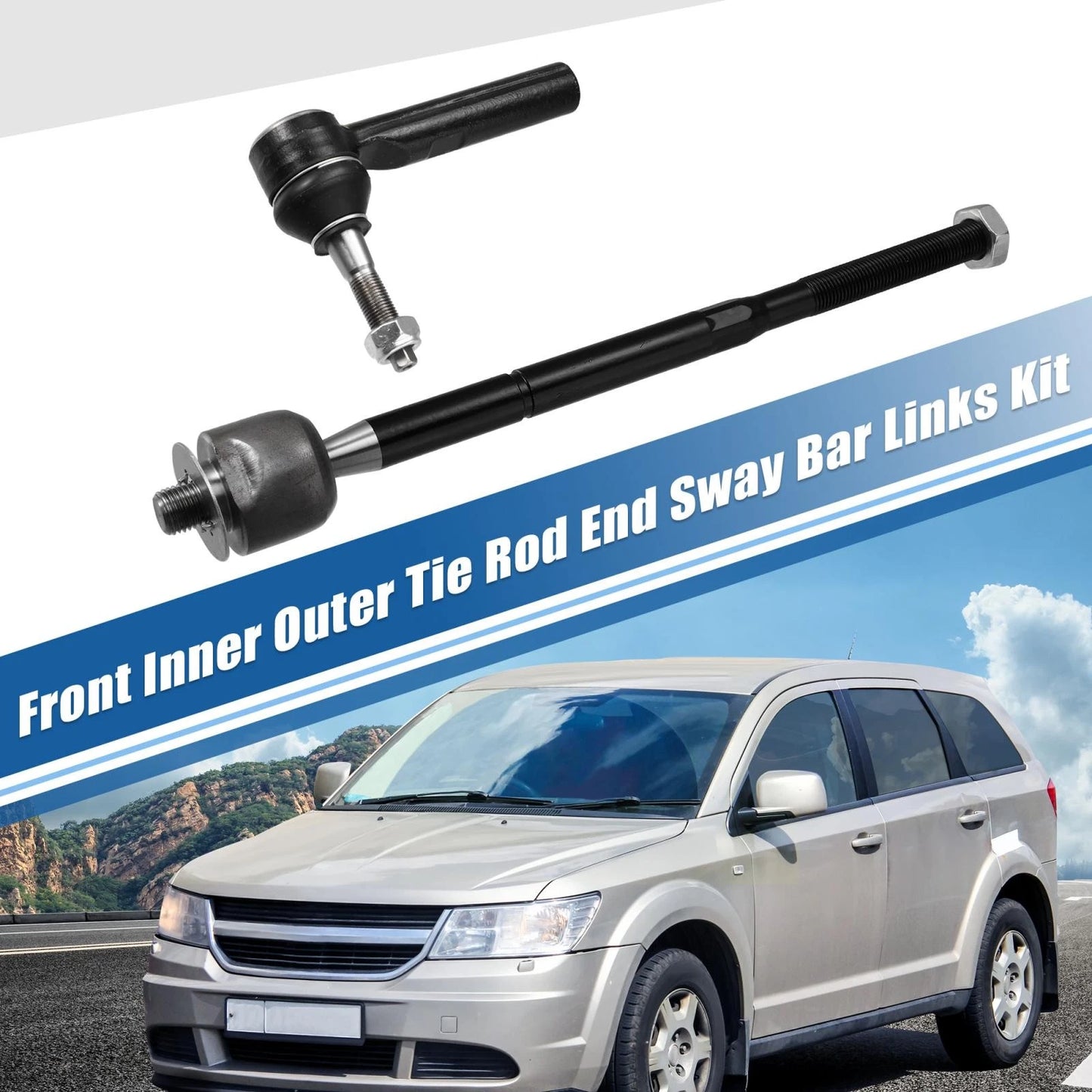 4 x Front Inner Outer Tie Rod End Links for Dodge Caliber (2007-2012)