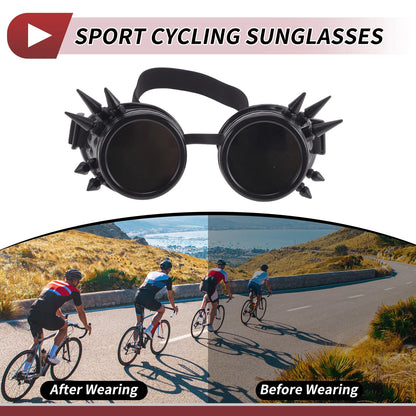 Motorcycle Riding Goggles Black Lens Black Frame Glass ABS Cycling Sunglasses