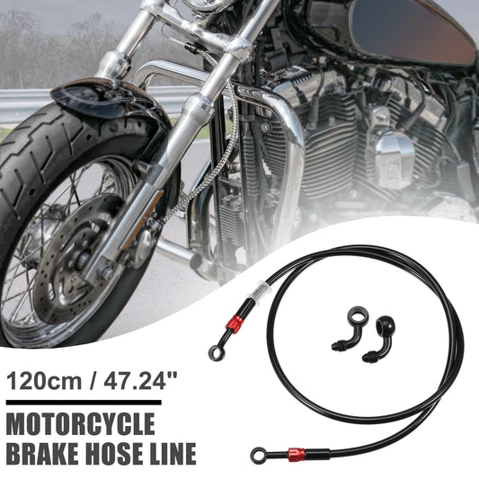 AN3 28 90 Brake Hose Braided Line Clutch Tube 120cm Black for Make Model