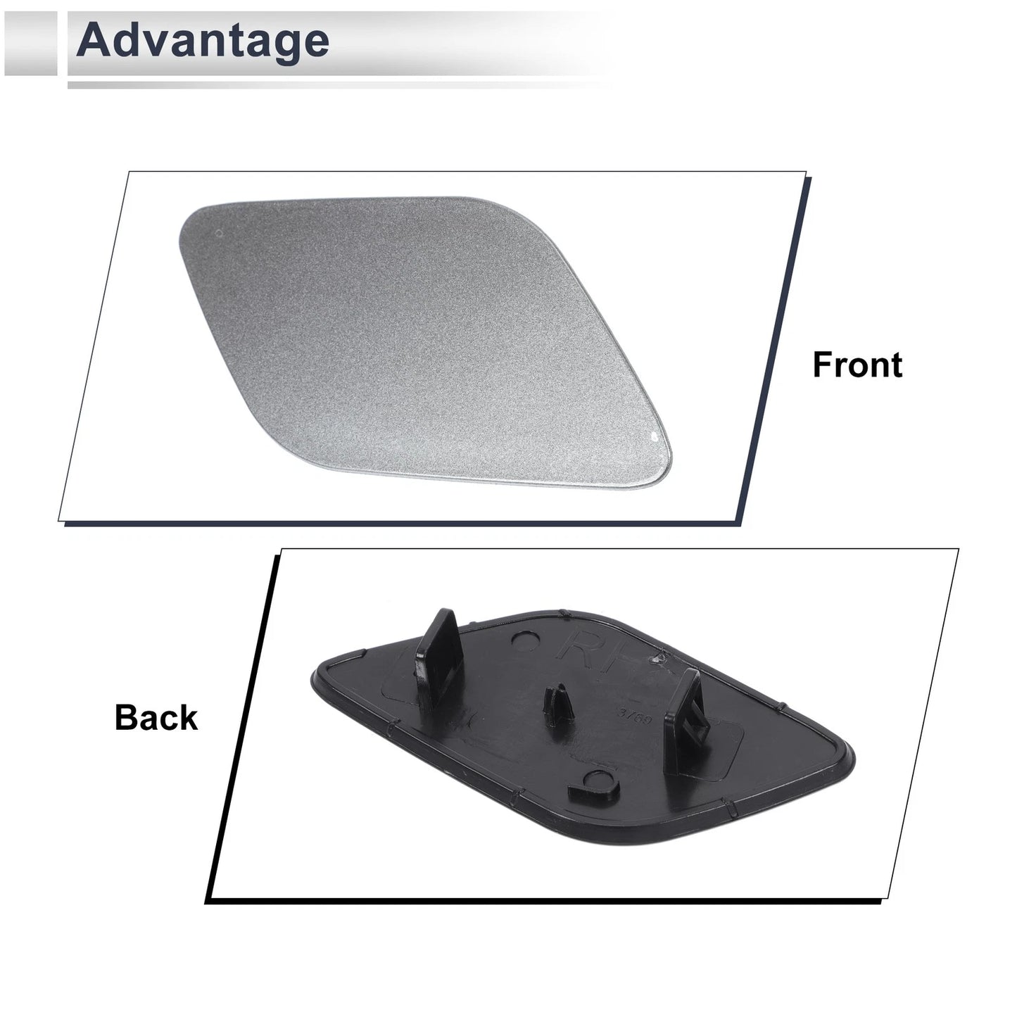 Gray Front Right Bumper Headlight Washer Nozzle Cover for Volvo XC60 (2010-2023)