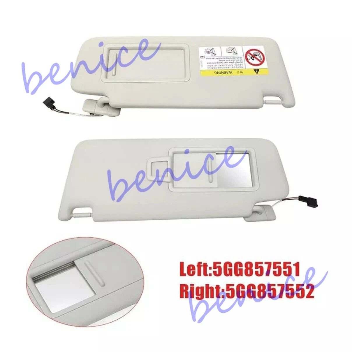 Pair Front Sun Visor Panel Makeup Mirror for Jetta Golf MK7 T-Cross Passat B8