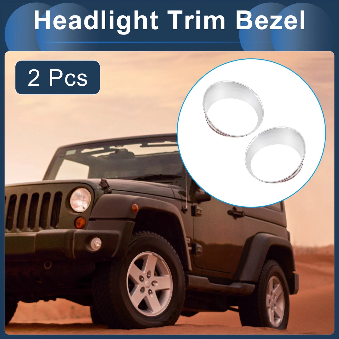 2 x Headlight Trim Bezels for Jeep Wrangler (2025)