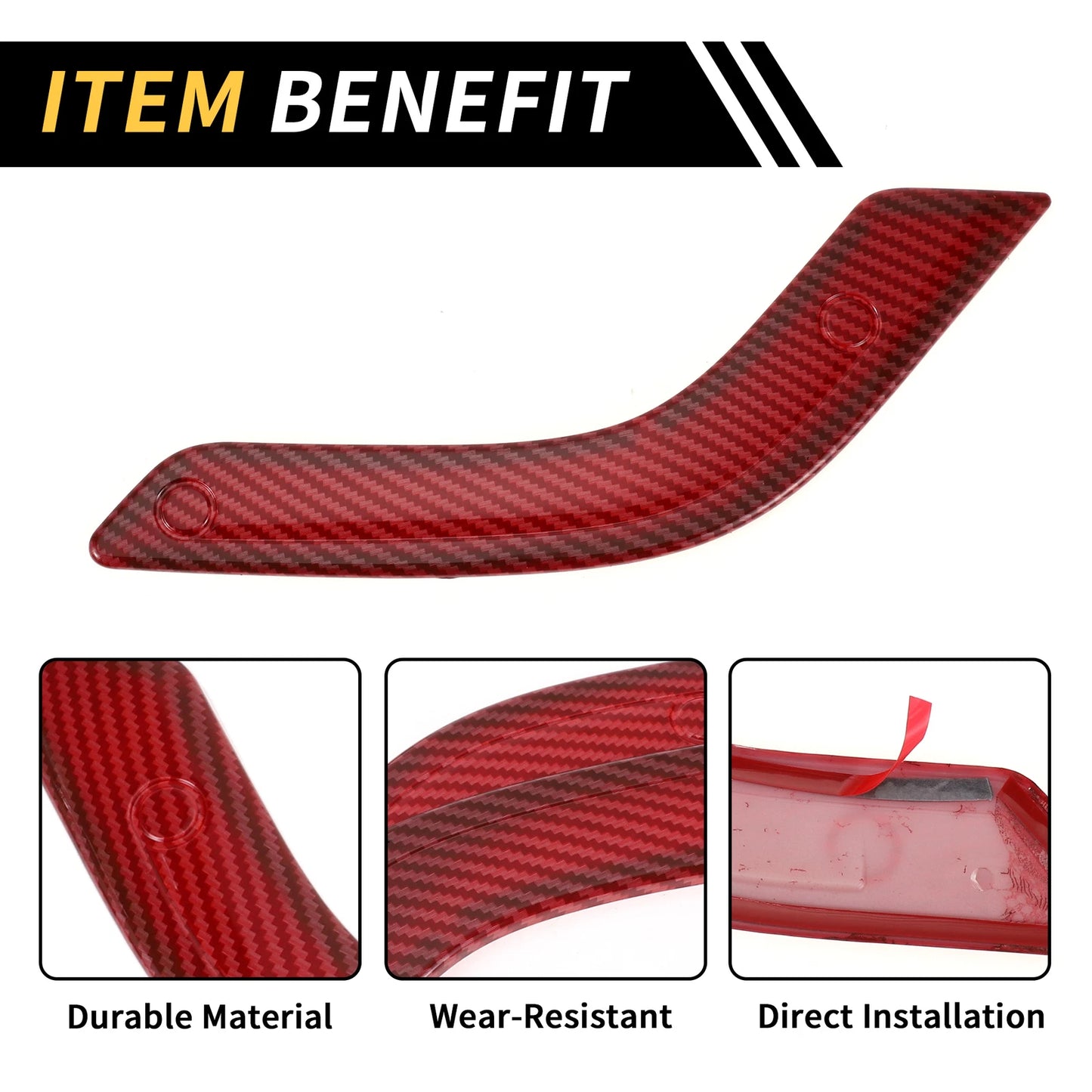 Red Carbon Fiber Front Rear Door Handle Panel Bezel Cover Trims for Jeep