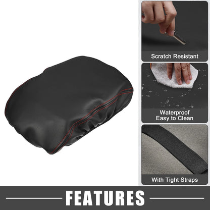 Center Console Armrest Cover for Mazda 3 (2019-2023) Black Red Stitches