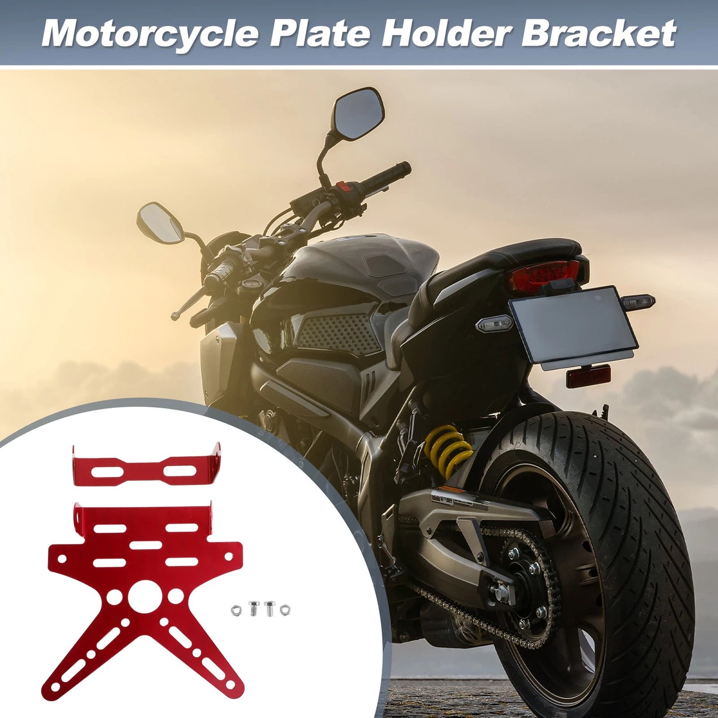 Plate Mount / 26x10 mm / Aluminum Alloy Red for Motorcycle