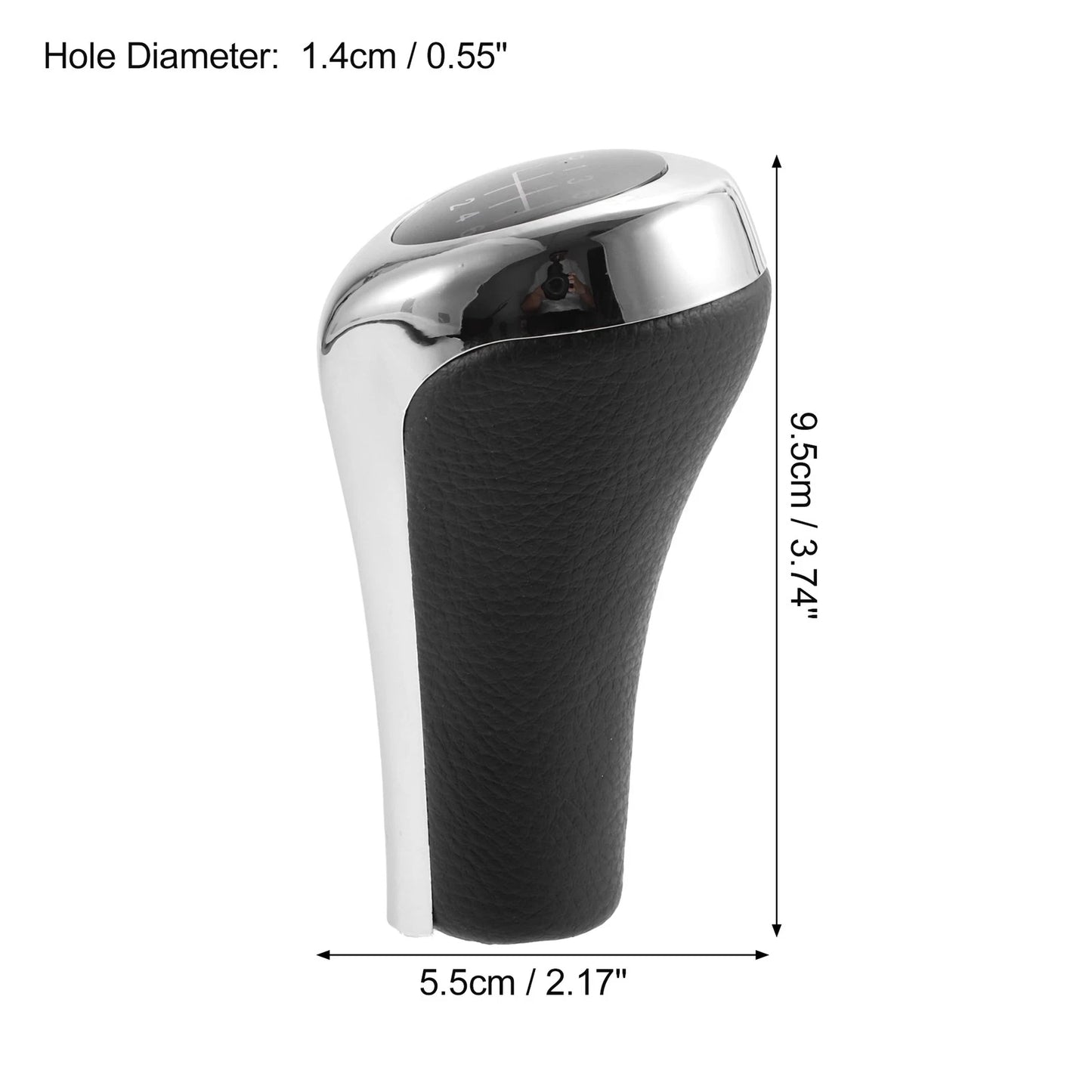 6 Speed Manual Shift Knob for BMW X1 E84 Faux Leather Black Silver Tone