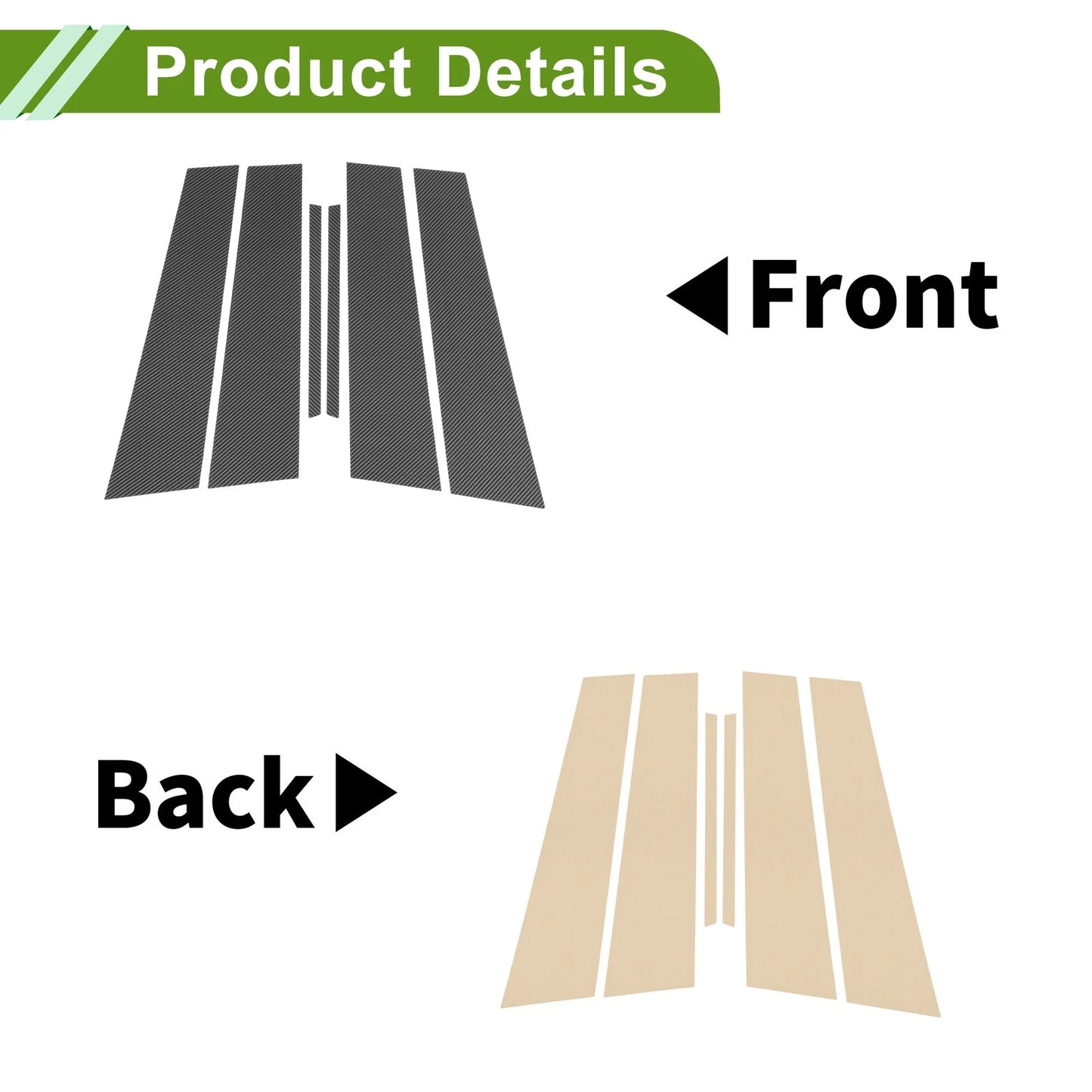 6 Pcs Pillar Window Trim for Chevy Malibu Carbon Fiber Pattern (2013 - 2015)