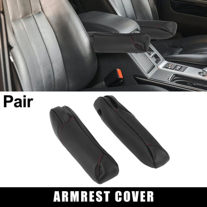 Black Front Seat Armrest Cover with Red Line for Honda CR-V (2007-2009)