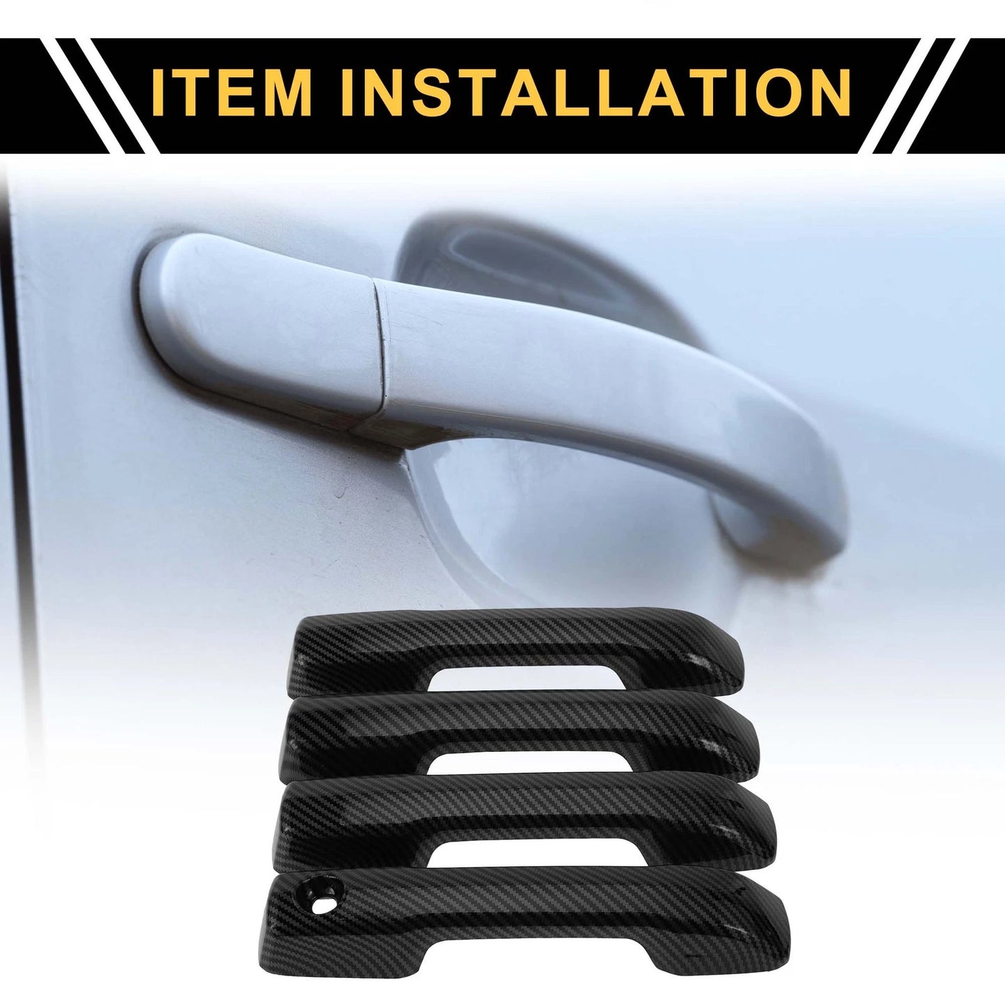 Car Exterior Door Handle Covers  for Toyota Tundra (2022) Carbon Fiber Black