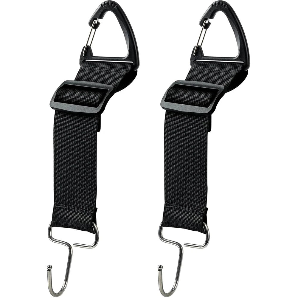 Heavy-Duty Universal Car Seat Headrest Hook Strap - Quick Release - Black