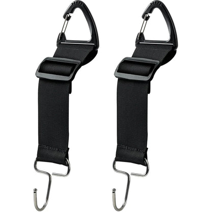 Heavy-Duty Universal Car Seat Headrest Hook Strap - Quick Release - Black
