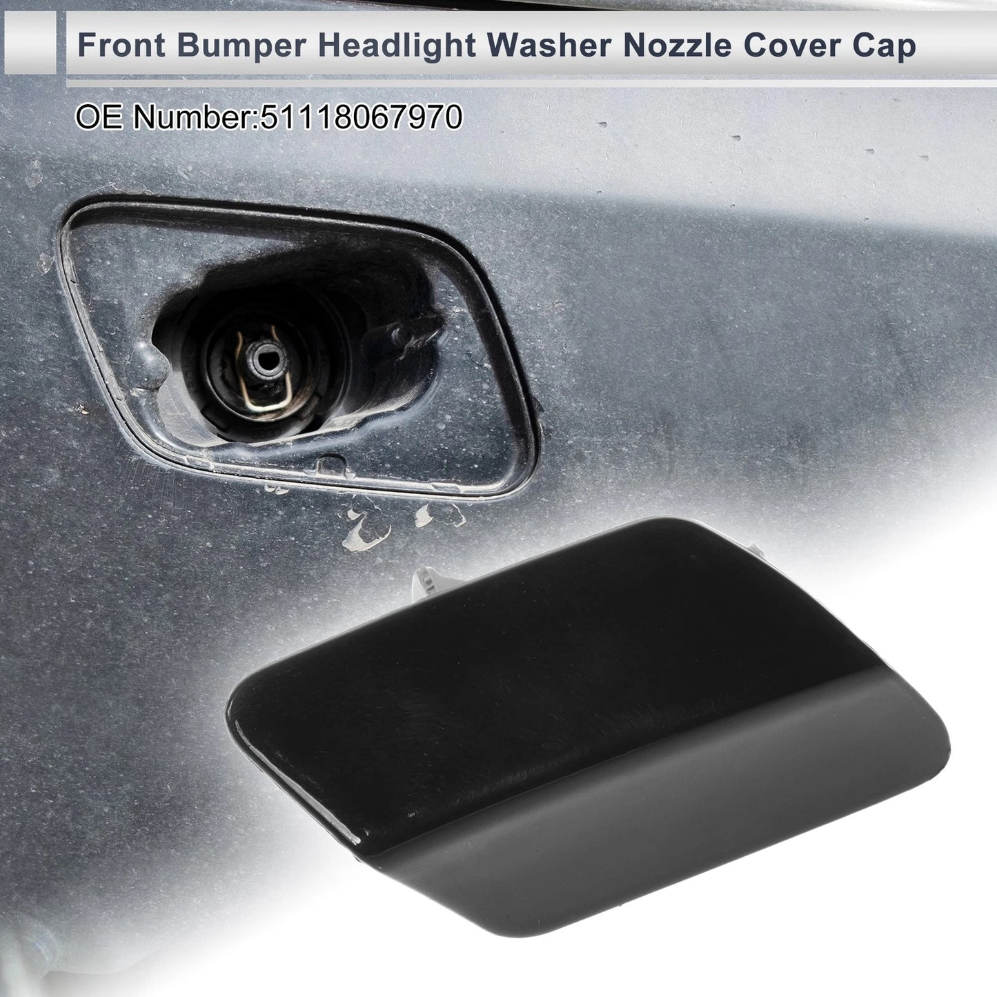 Front Right Washer Nozzle Cover for BMW 320i 2.0L L4 (2006-2013) Black