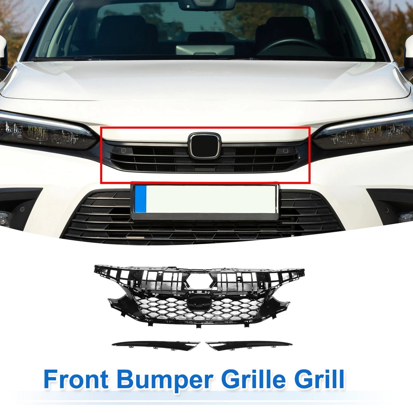 Front Upper Hood Bumper Grille for Honda Civic (2022-2024) Type-R Style