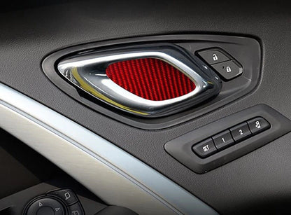 2 x Door Bowl Panel Cover Trim for Chevrolet Camaro (2016-2024) Carbon Fiber Red