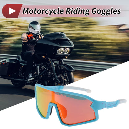 Goggles Motorcycle Riding Red Lens Blue Purple Frame UV400 Tri-Acetyl Cellulos