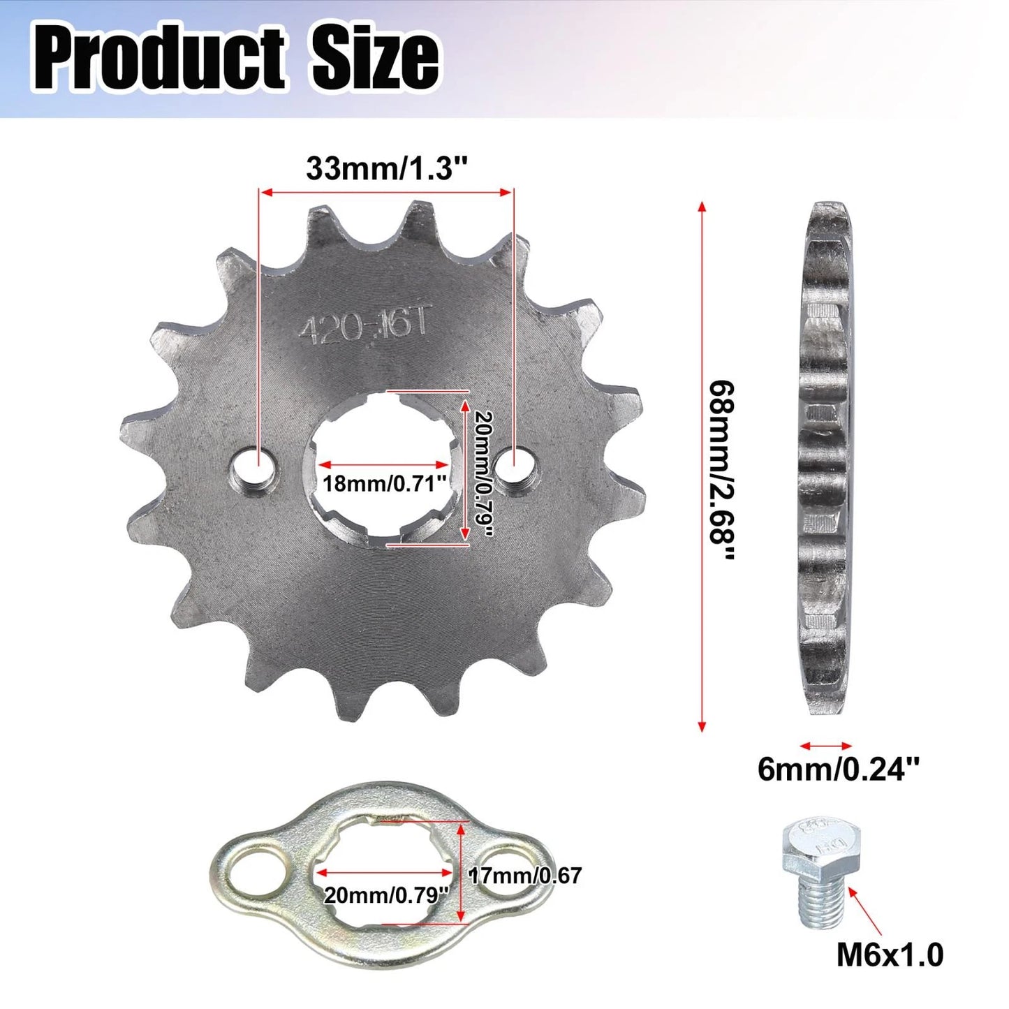 420 16T 20mm Front Sprocket for Honda 50cc 70cc 90cc 110cc 125cc