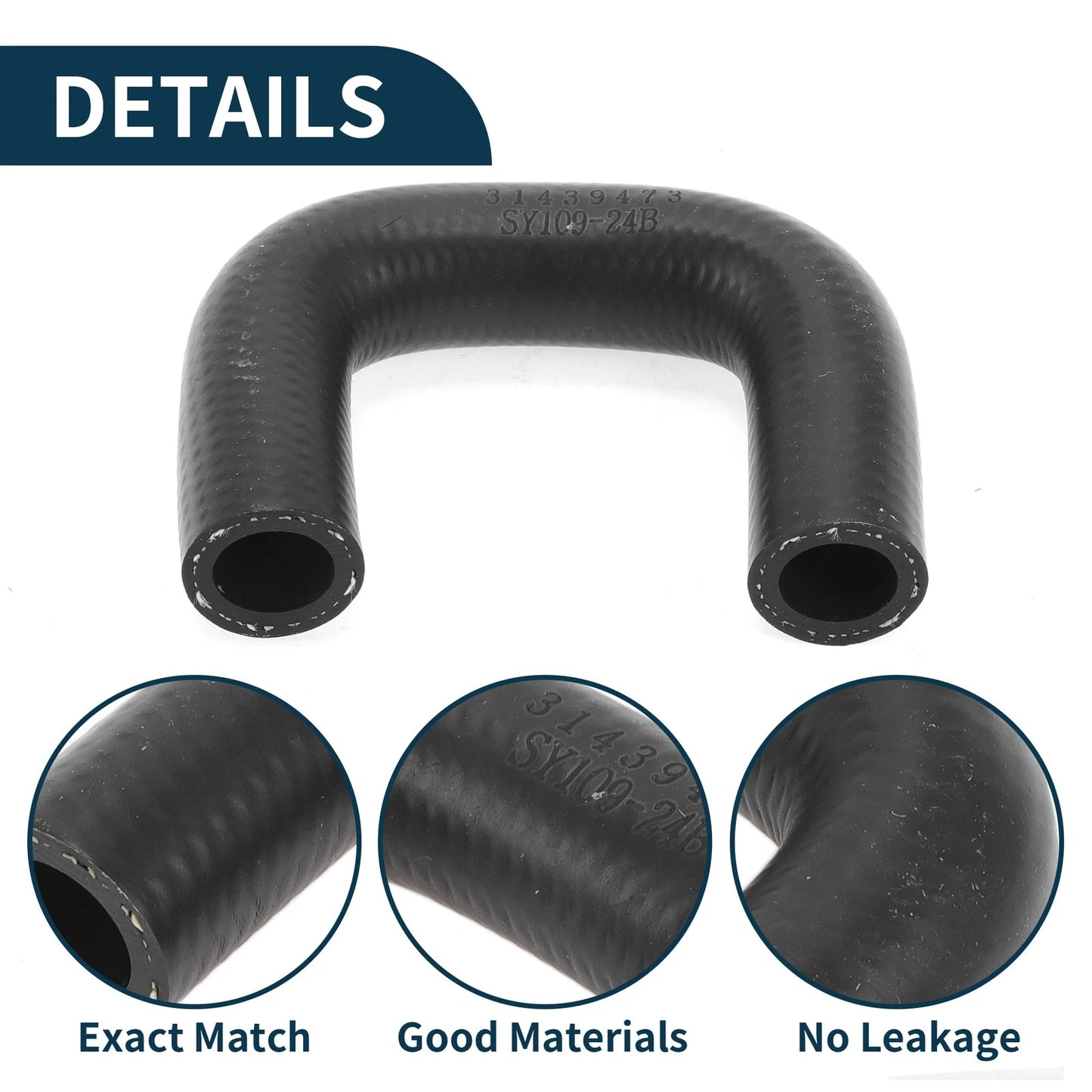 Upper Radiator Hose for Volvo S60 (2011-2016) Rubber Black