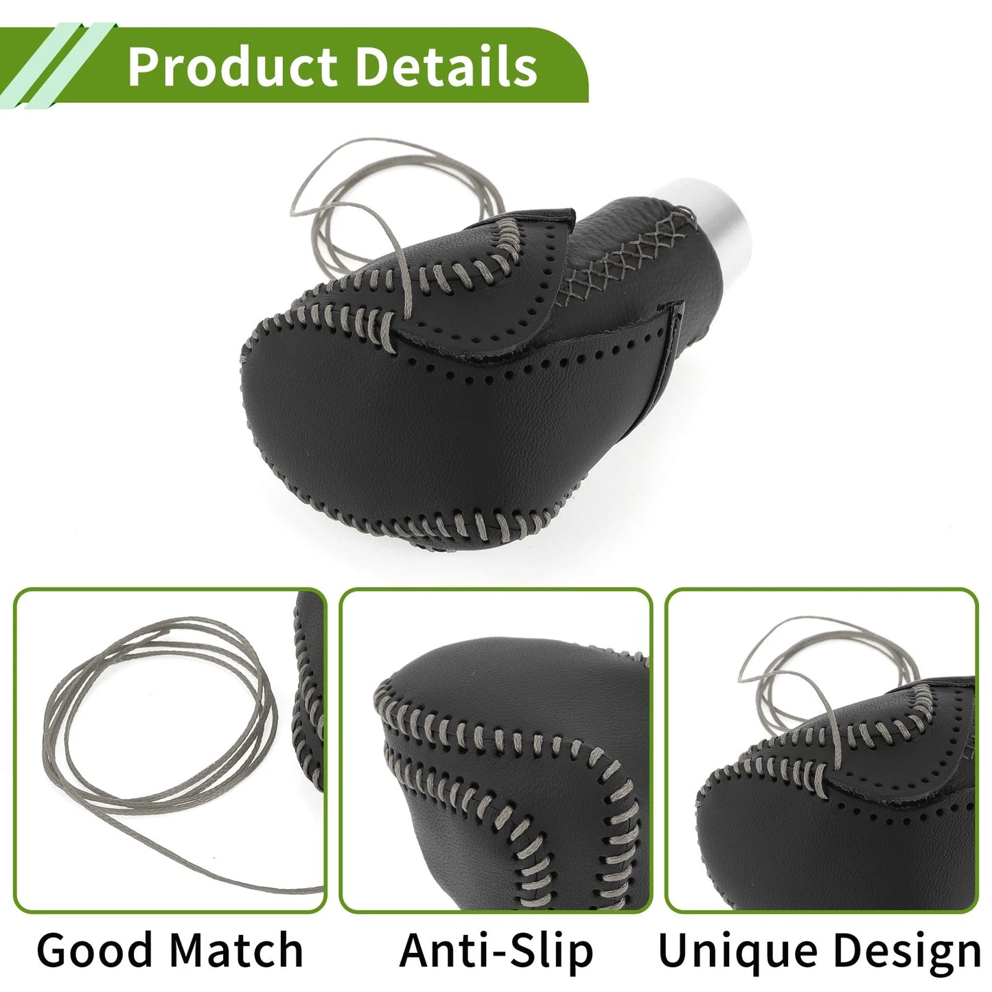 Car Gear Shift Knob Cover for Toyota CH-R 2018-2022 Black Grey Faux Leather