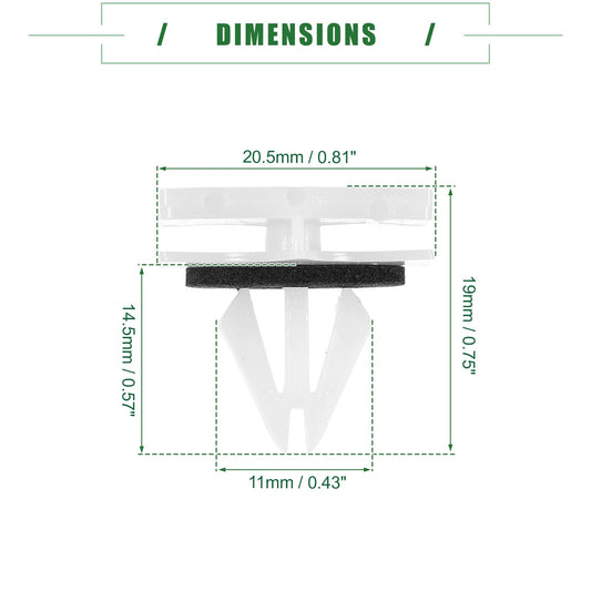 10 x White Rocker Panel Clips for Chevrolet Avalanche (2007 - 2013)