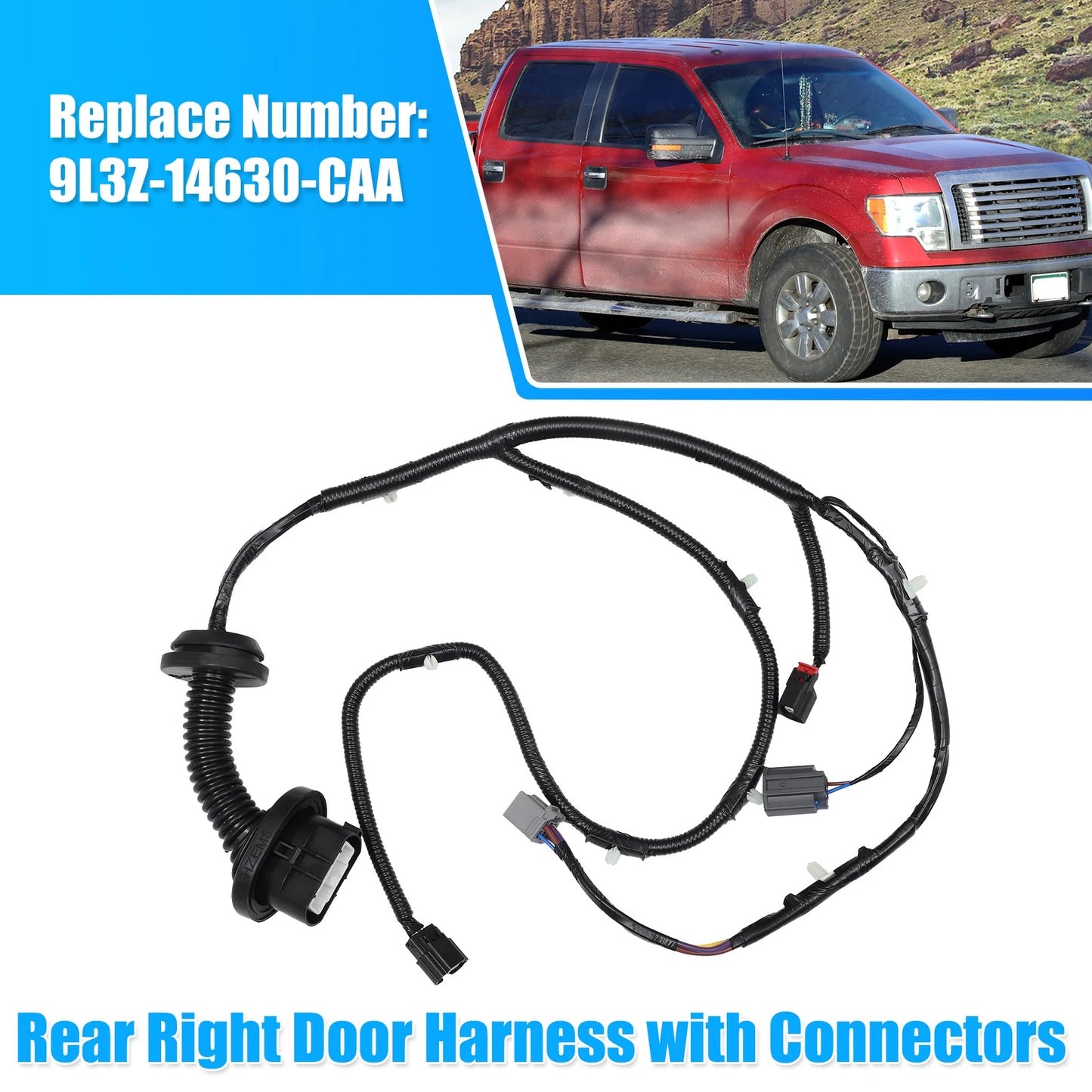 Rear Right Door Harness w/Connector for Ford F150 Crew Cab (2009-2014)