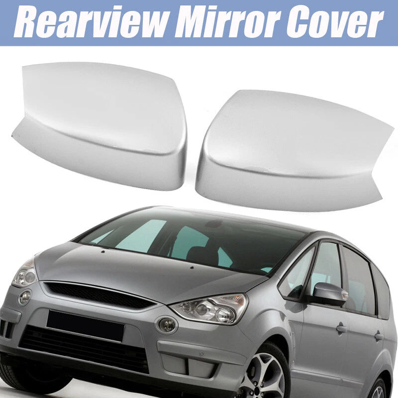 2 x Side View Wing Mirror Cover Caps for Ford S-Max Kuga 2008-2014 Silver