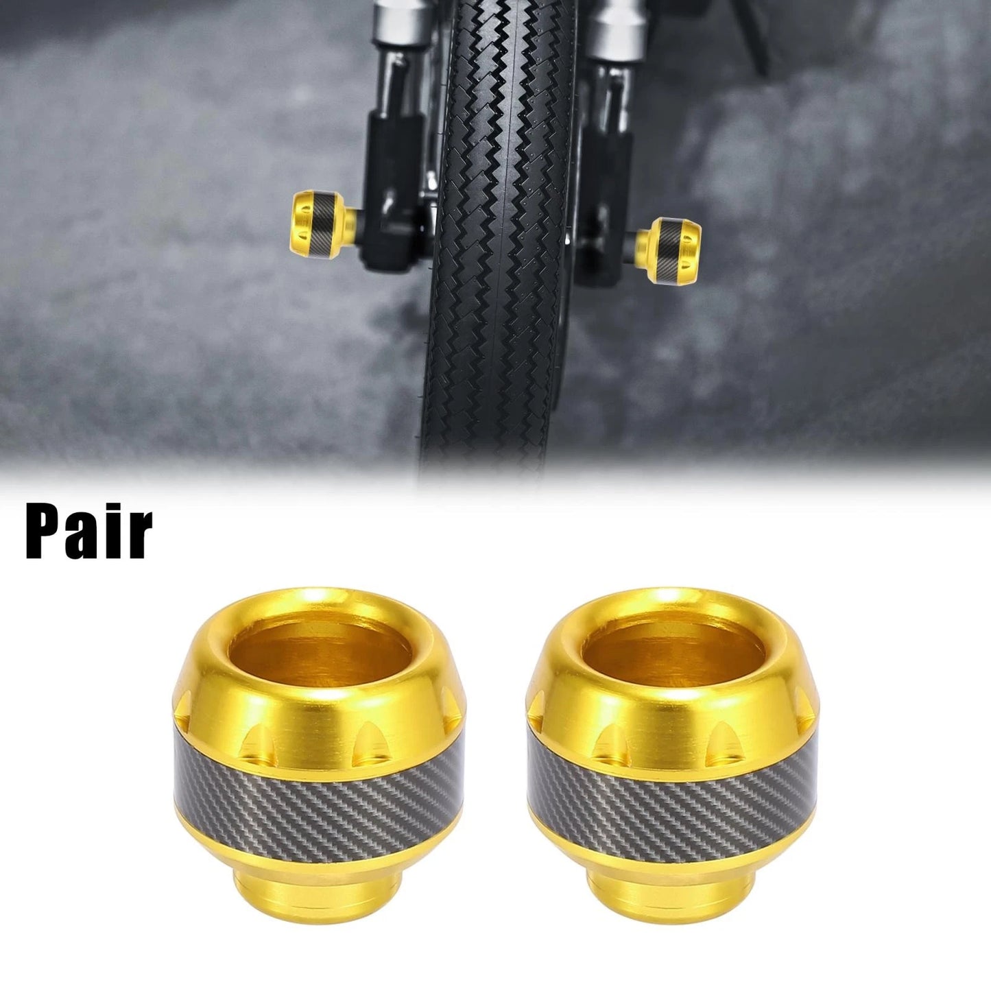 Pair 2 x Wheel Front Fork Sliders Protection Caps Gold Tone for Make Model