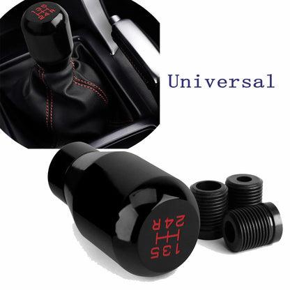 5 Speed Manual Shift Knob for Universal Car - Black Aluminum