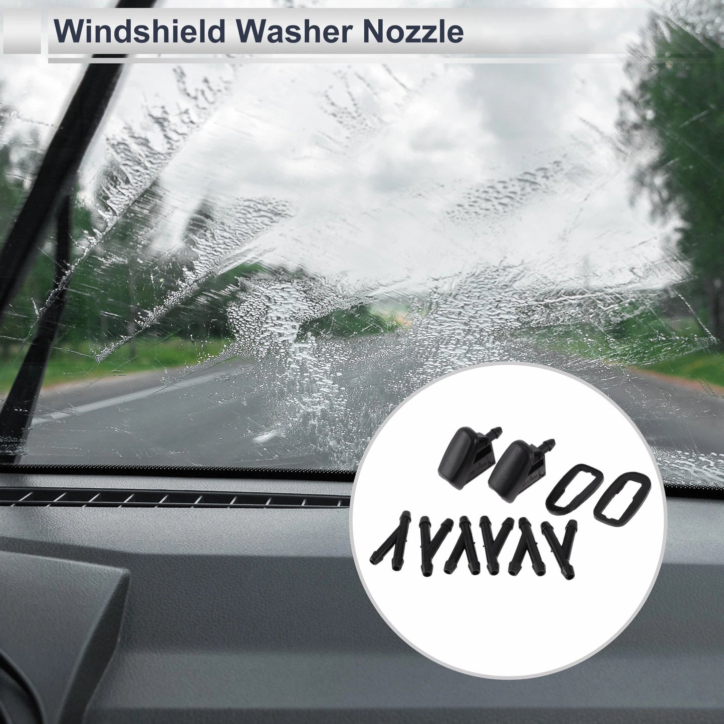 Windshield Washer Nozzle & 6 x Hose Connectors for Ford (2015-2023)