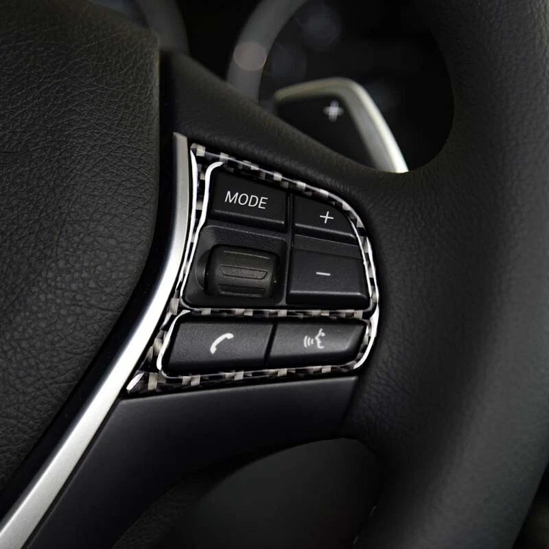 Carbon Fiber Steering Wheel Remote Button Cover Trim Fits Bmw F30 F34 Series 3